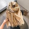 Autumn and Winter New Korean Style Versatile Geometric Rhombus Imitation Cashmere Jacquard Scarf for Women Thickened Tassel Shawl Scarf