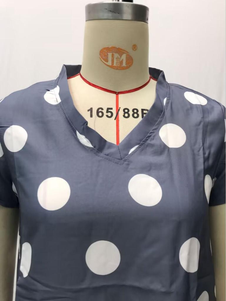 2025 Spring/Summer Polka Dot V-Neck Midi Dress - European & American Women's Fashion
