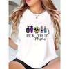 European Size Halloween-Inspired 'Pick Your Poison' Graphic T-Shirt for Women - Casual Crew Neck Short Sleeve Tee with Polyester and