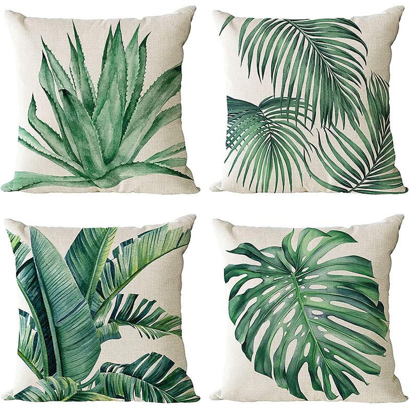 Plant and Flower Pillowcase American Pastoral Linen Pillowcase Cushion Cover Home Sofa Car