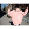 Womens Fleece-Lined Hoodie With Kangaroo Pocket Printed Letter Design Oversized Loose Fit Streetwear