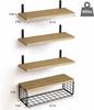 Natural Wood Bathroom Floating Shelves Bathroom Wall Mounted Towel Rack Toilet Paper Holder Home Accessories Garden Set of 4