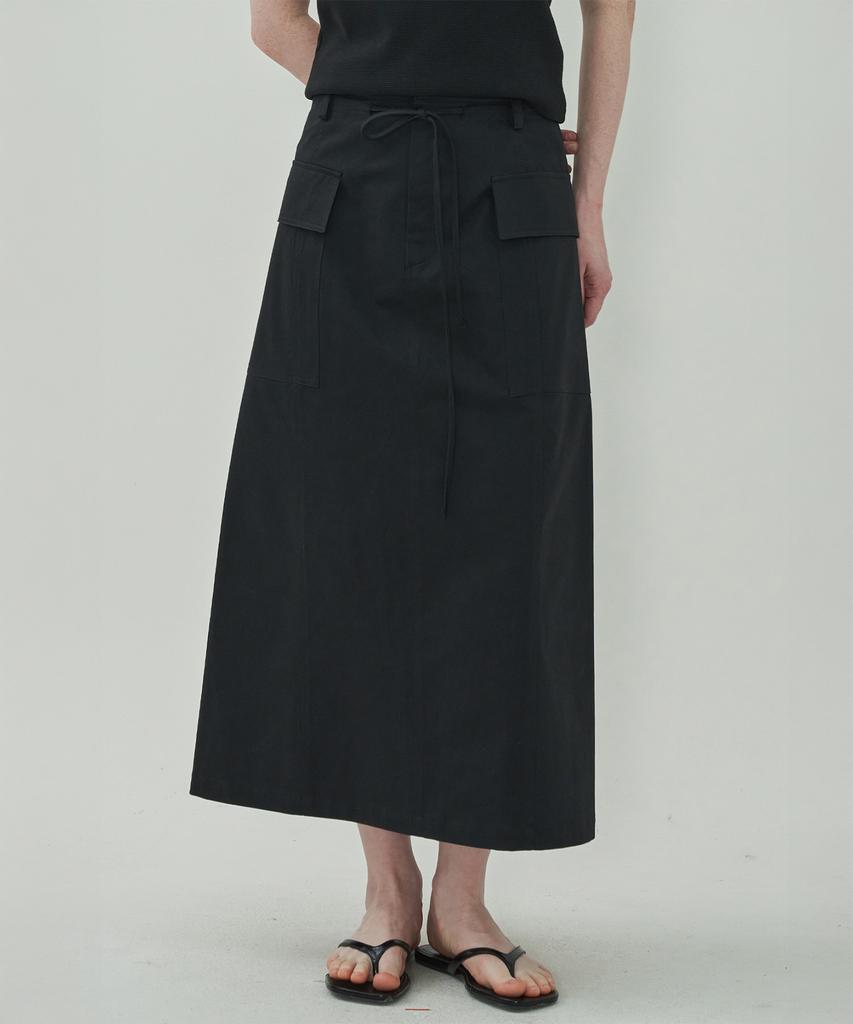 Mot Pocket String Long Skirt-Black