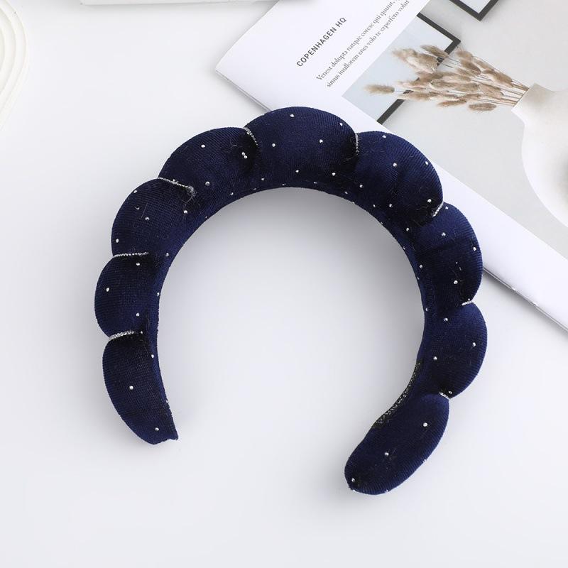 1PC Cloud Face Wash Sponge Hair Band Hair Ornament Velvet Rhinestone Premium Female High Head Top Fried Dough Twists Headband