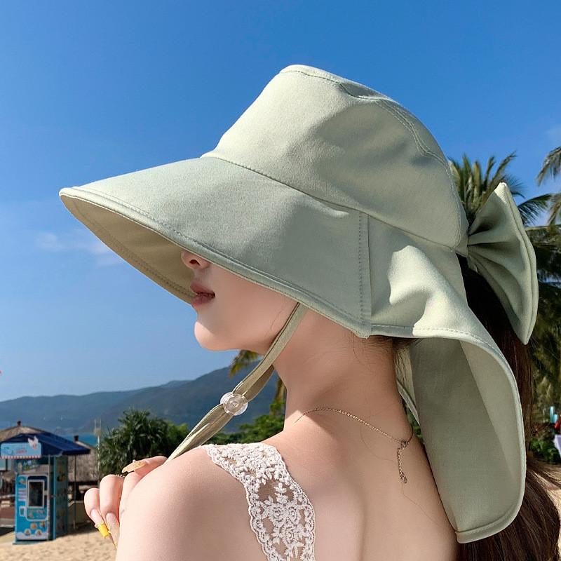 Summer Wide Brim Hat With Neck Protection For Women Outdoor Sun Shade Fashionable Uv Shield
