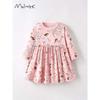 Girls' Long-Sleeved Dress, Autumn New Style, European and American Export, Stylish Printed Pure Cotton Children's Baby Dress
