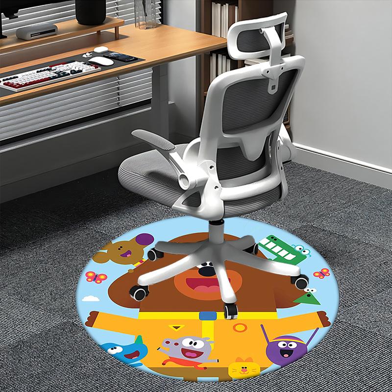 

Hey Duggee Chair mat Round Rug-Office carpet, Machine Washable, Non-slip, Suitable for Living Rooms, Bedrooms 80cm