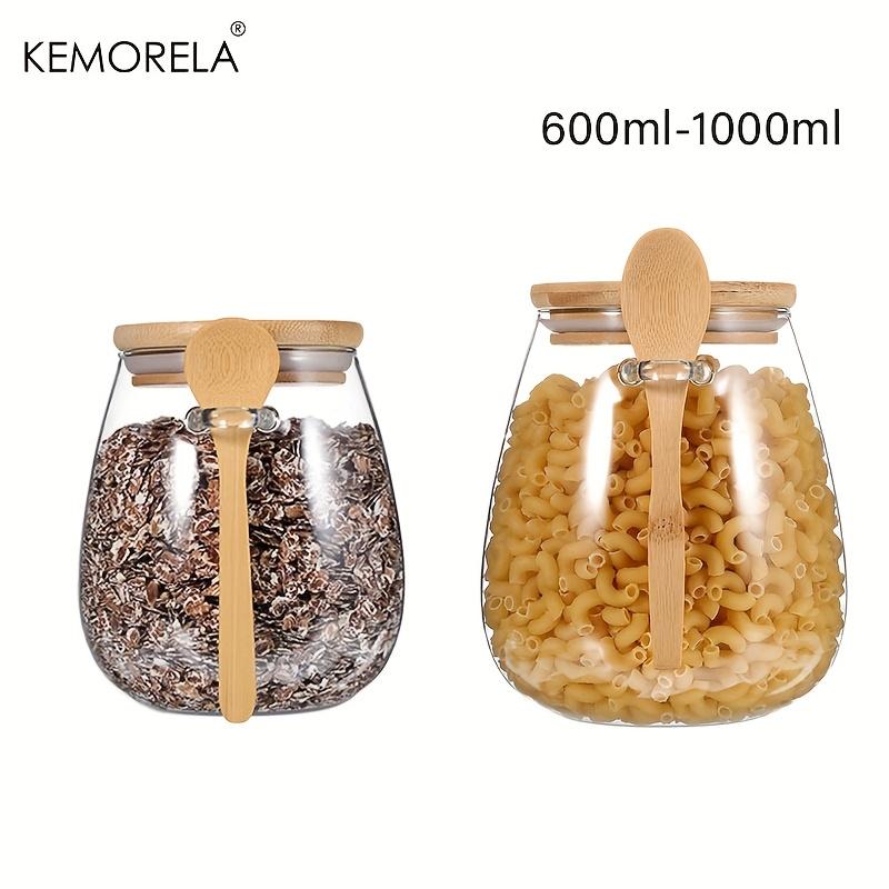 2PCS Jar+Spoon Airtight Glass Storage Jars For Coffee Sugar Tea Salt Candy And Spices Ideal Kitchen Storage For Home Restaurant