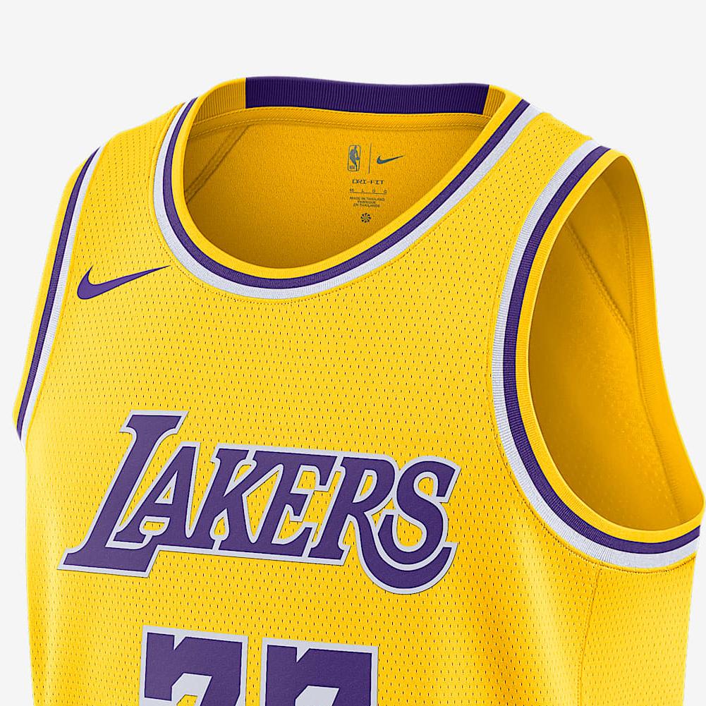 Nike X NBA Collaboration Los Angeles Lakers Dri-Fit Sustainable Materials Icon Edition Comfortable Soft Breathable Mesh Basketball Jersey DN2009-741