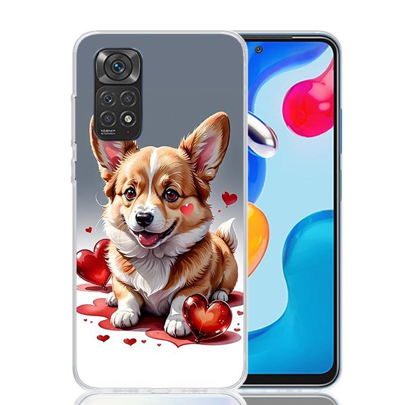 Lovely Puppy Heart Dogs Phone Case For Xiaomi Redmi Note 15 14 13 12S 12 Pro Plus 11S 11E 11 11T 10S 10 Art Soft Pattern Cover R