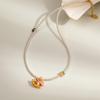 Retro Rocking Horse Pearl Necklace with Colorful Enamel - Luxurious Clavicle Chain