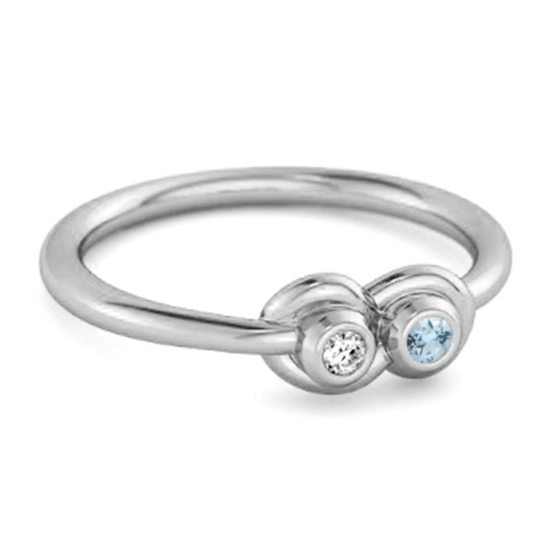 Blue Topaz Twin Bezel Minimalist Ring - 925 Sterling Silver