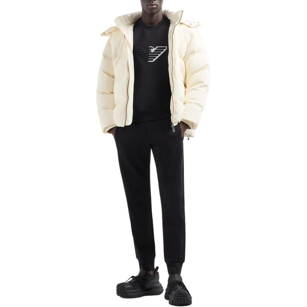 EMPORIO ARMANI Double-jersey Sweatshirt With Embossed Oversized Eagle On A Chevron Background 6D1M76-1JHSZ-0999