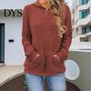 Warm Long-sleeve Sweater Women Knitted Hooded Long Sleeve Loose Fit Ribbed Knitting Pullover Tops with Pockets Casual Solid Color Autumn Knitwear