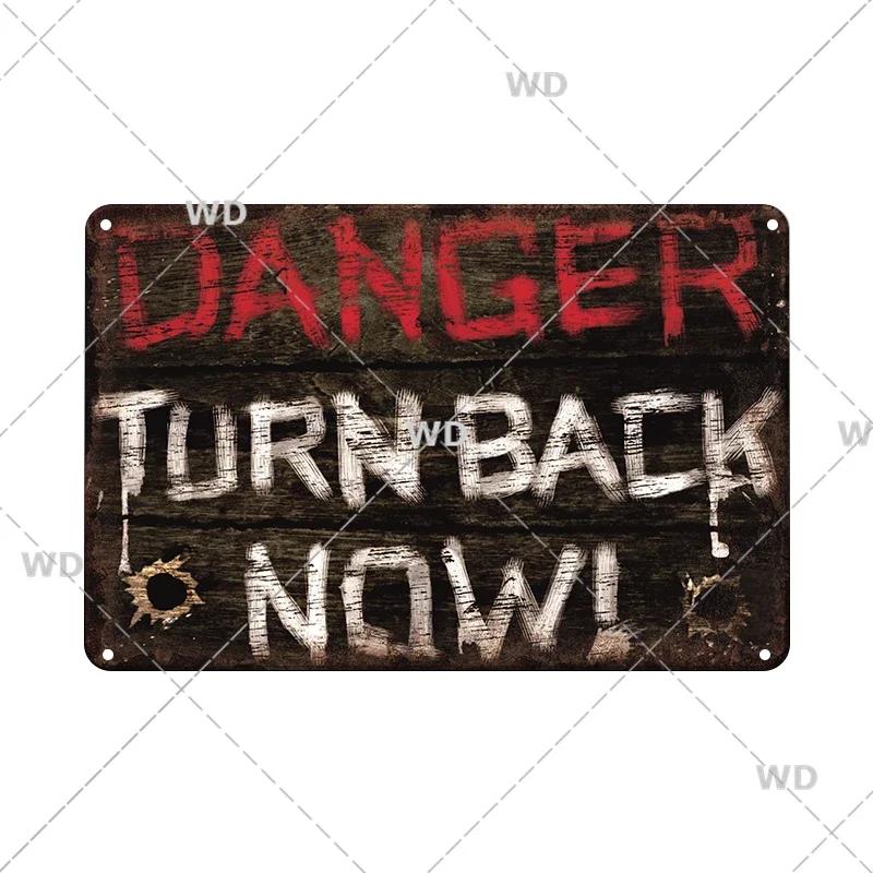 Retro Danger Warning Metal Sign - Vintage Caution Plaque - Metal Plate for Garage Park Home Wall Decor