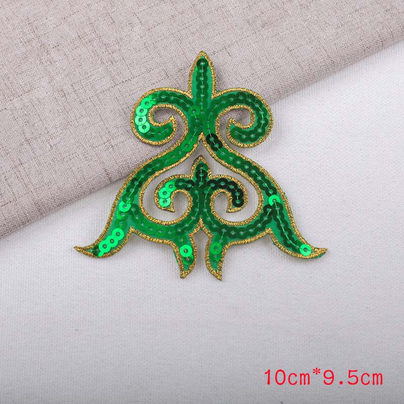 Diy Clothes Accessories Designer Sequined Patch Triangle Pattern Sequin Embroidery Iron-on Applique Sticker Ethnic Costume Patch