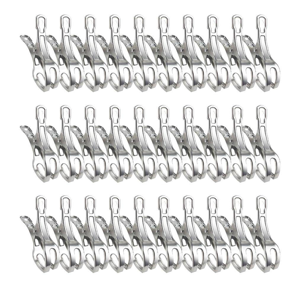 Pakke med 30 store klemmer i rustfritt stål for bassengtrekk, vindbeskyttelsesklemmer for svømmebassenger og utendørs bruk