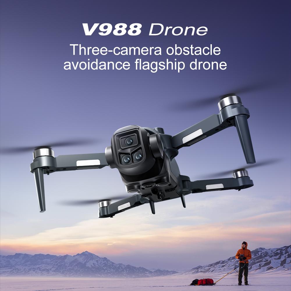 Nouveau Drone V988 8K HD Double Caméra 4K Télécommande Professionnelle avec Écran WIFI 5G Moteur Brushless Quadricoptère Pliable GPS