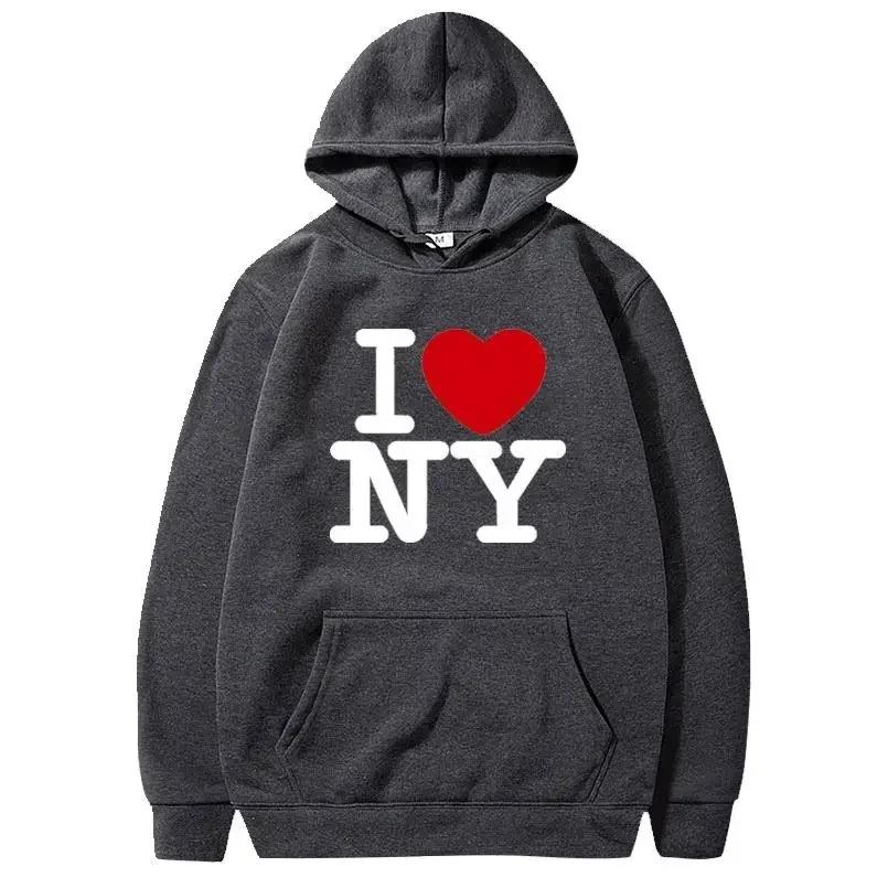 I Love New York Pritned Hoodies Men's and Women's Fashion Casual Hooded Pullover Street Hip Hop Clothing