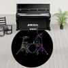 Musical Instruments Round Rug – Artistic Guitar Piano Keyboard Design Non-Slip Carpet for Living Room Home Decor