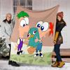 1pc Phineas and Ferb4 Theme Blanket - Digital Print, Polyester, Cozy for All Seasons, Perfect for Outdoor, and Travel
