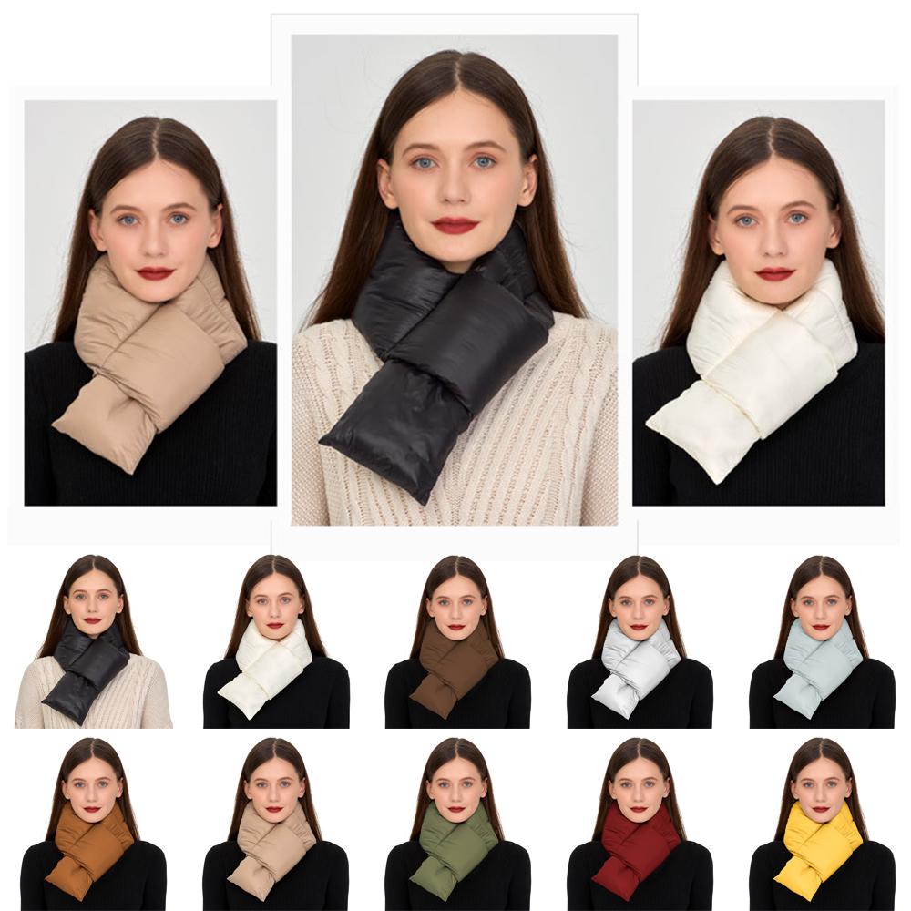 

Down Cotton Cross Ring Scarves Warm Skiing Scarve Simple Fashion Thermal Shawl Women Men зелений