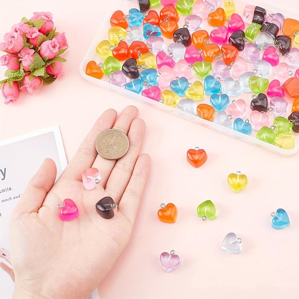 5pcs Cute Resin Heart Shaped Pendant DIY Bracelet Necklace Earrings Keychain Foot Chain Phone Chain