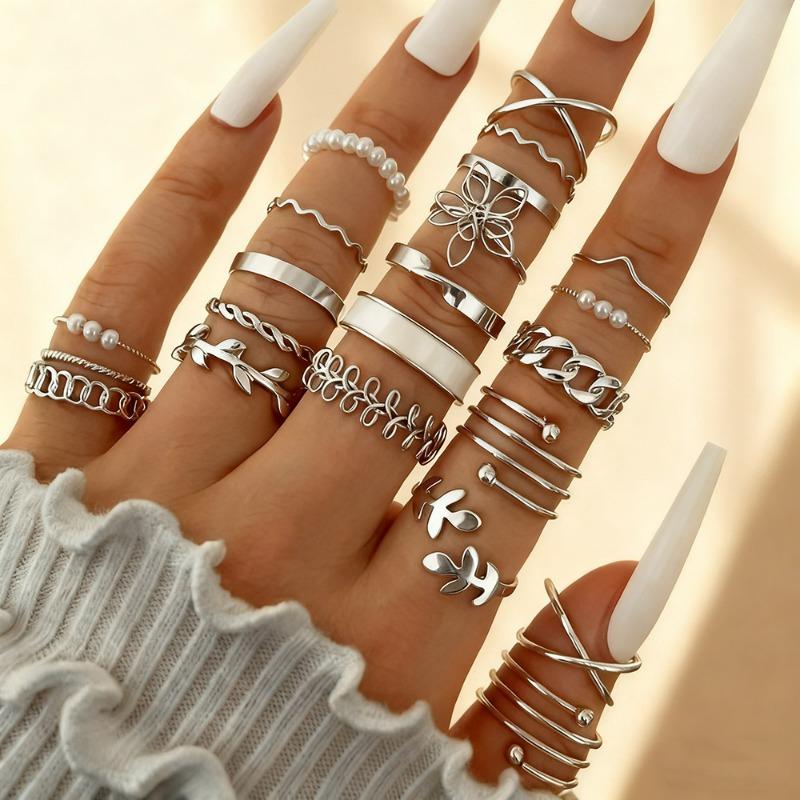 European and American Geometric Creative Ring Set of 30 Pieces, Personalized Irregular Design Women's Ring