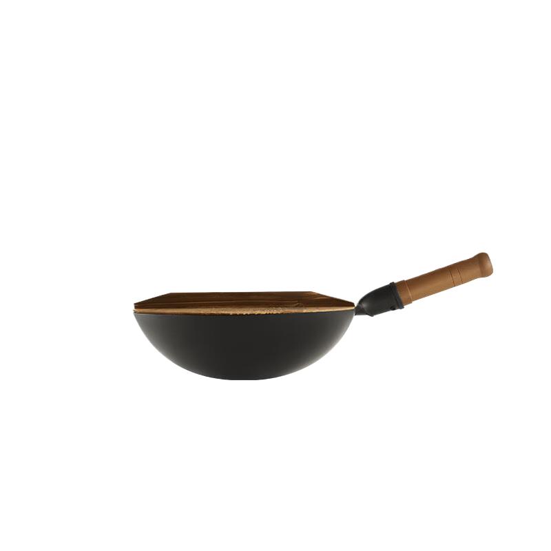 Chuidahuang Hand-Forged Wrought Iron Round-Bottom Wok, 30cm