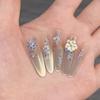 Blue & White Porcelain Style Wearable Manicure: Gold Inlay, Exquisite Cat Eye Design, Long-Lasting, High-Grade, Removable