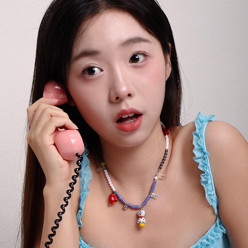 Korean Style Fashion Ceramic Animal Necklace: Cute, Versatile, Light Luxury Clavicle Chain for Women