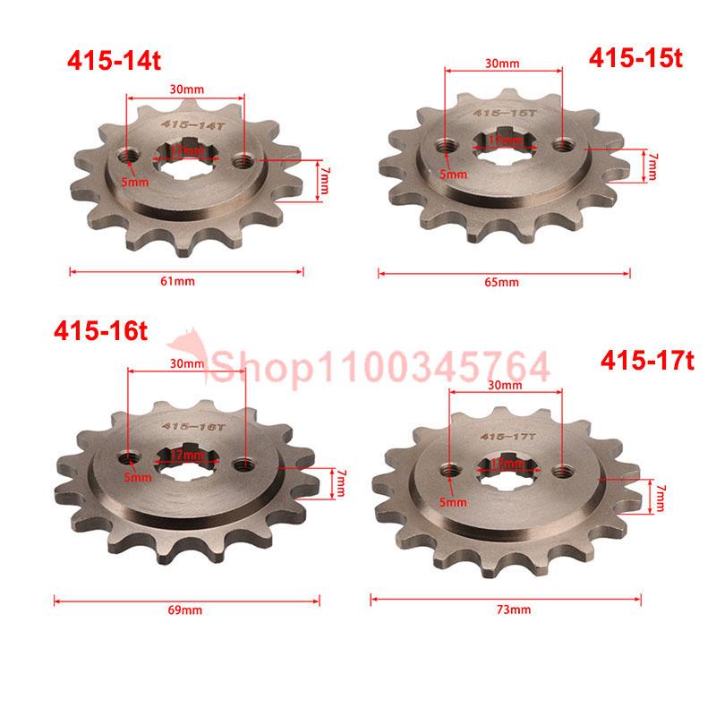 Motorcycle Front Engine 415 Sprocket 14T 15T 16T 17T- 17mm Transmission Gear for Motocross ATV Quad