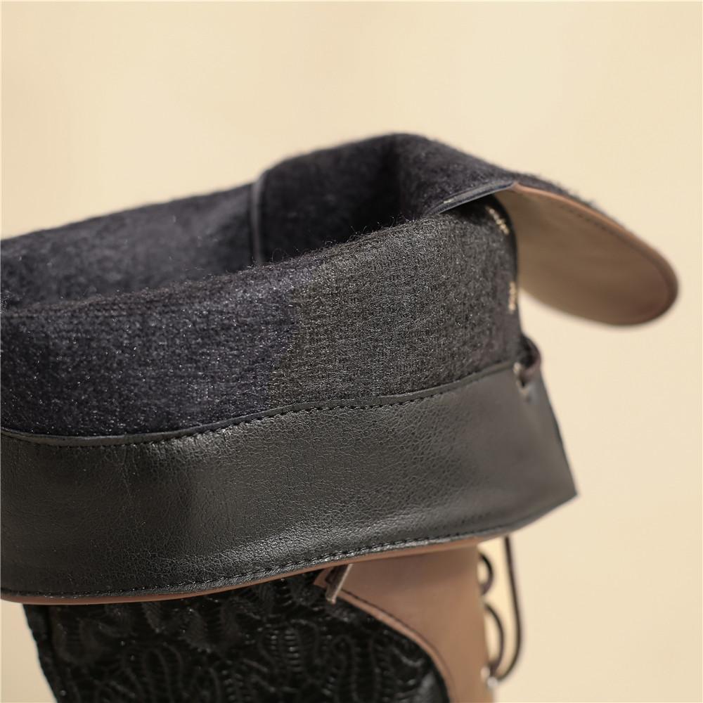 Mote Kvinner Viktoriansk Spiss Tå Midt-legg Støvler Skinn Snøring Hul Ut Punk Snøring Merkelig Steampunk Høyhælsko Pluss Størrelse32-43