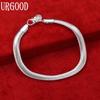 925 Sterling Silver 6mm Flat Snake Chain Bracelet Fashion Wedding Jewelry