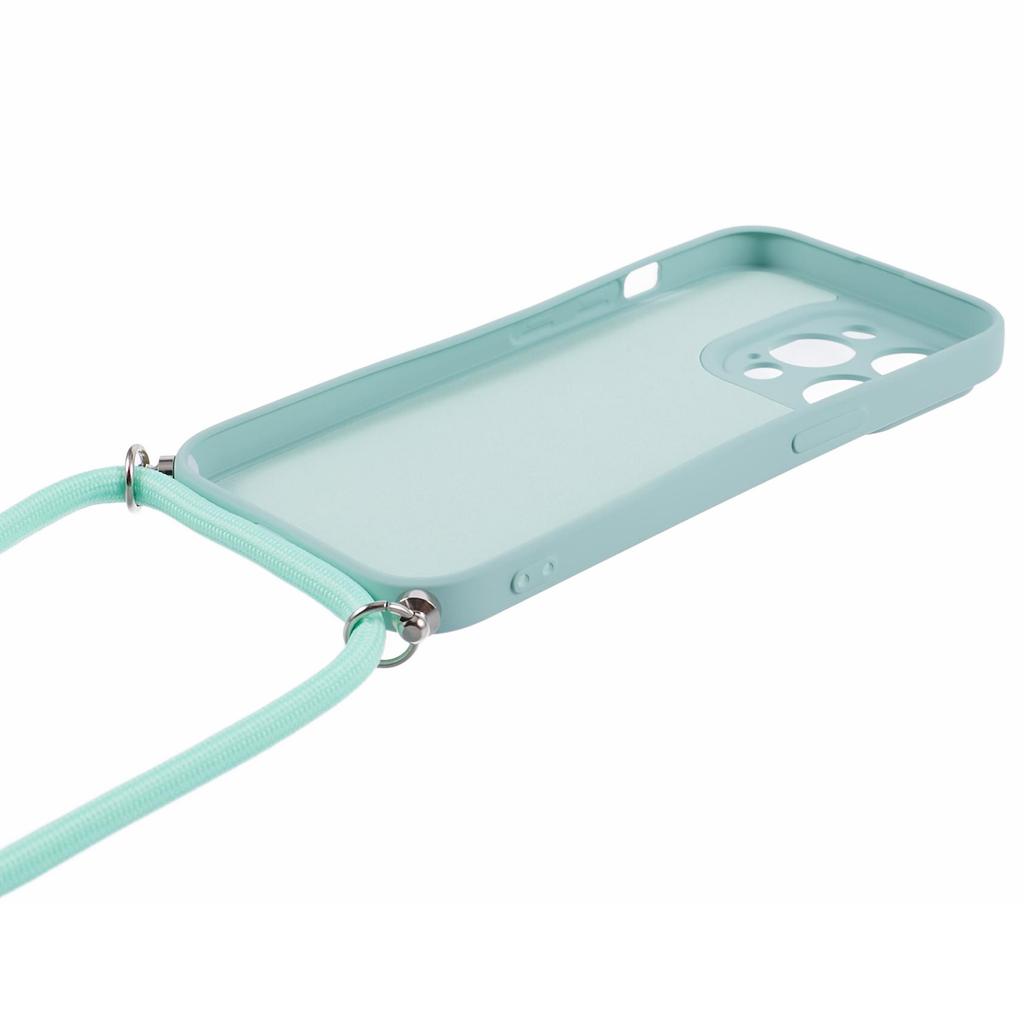 For iPhone 15 Pro Max TPU Case Precise Cutout Rubberized Cover with Long Lanyard