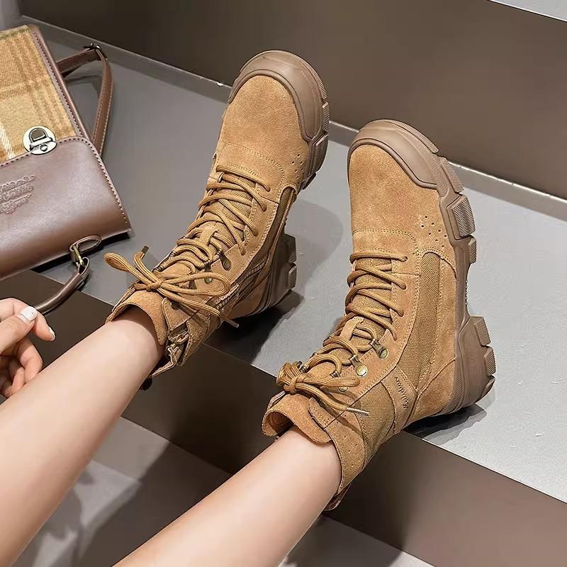 

Martin Boots Women s 2025 Spring Thick-soled Velvet Camping Tactical Tooling Boots Outdoor Hiking Mountaineering Shoes Machine Riding 40