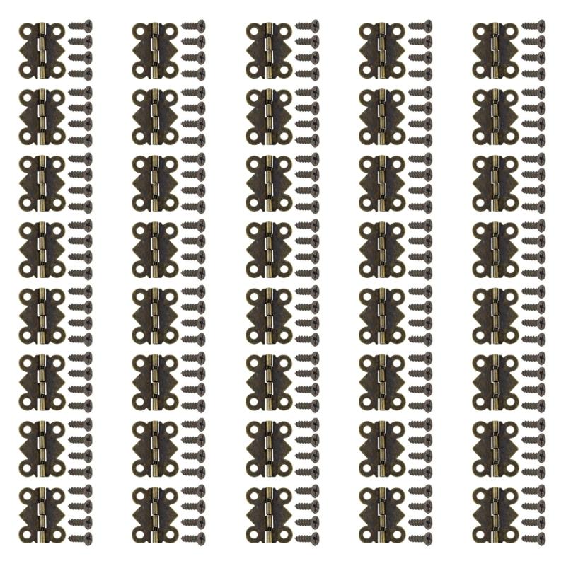 Antique Butterfly Shape Hinges Replacement Jewelry Box Small Hinges with Screws for Crafts Making Easy To Install