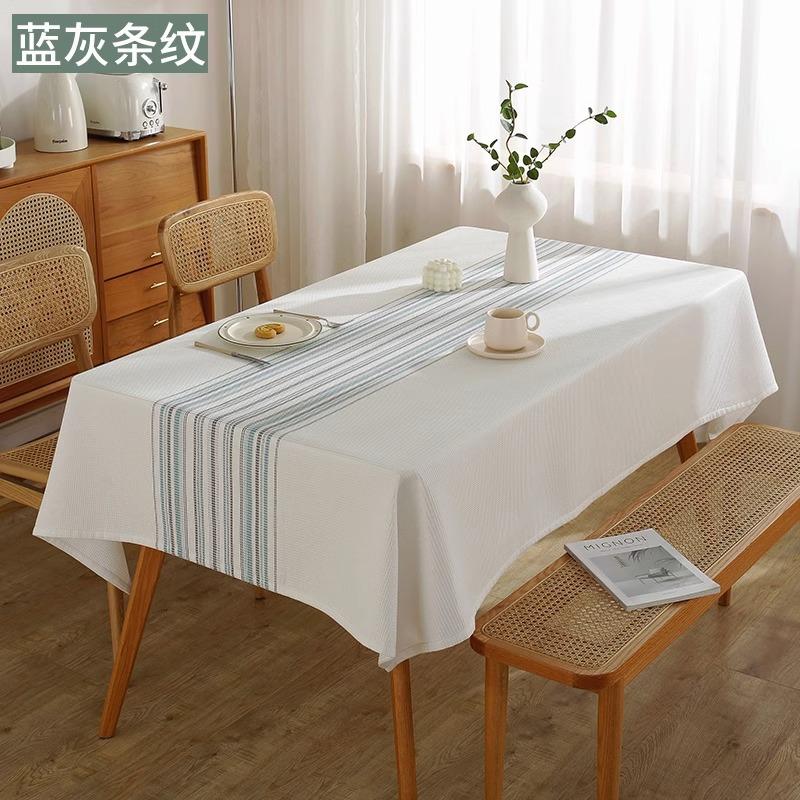 Modern Waffle Weave Tablecloth Cotton Linen Blend Striped Checkered Pattern Dining Table Cover 90*90cm