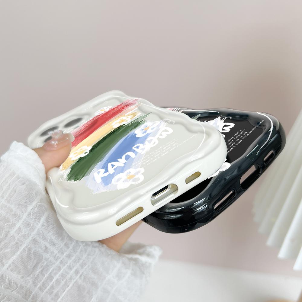 Carcasă cu textura cremă cu model de desene animate, cu margine ondulată, husă din silicon moale pentru telefon pentru OPPO Reno Realme OnePlus Vivo