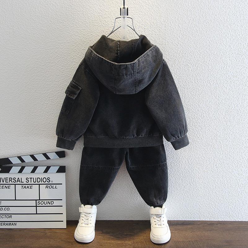 Îmbrăcăminte pentru copii Primăvară Băieți Set denim retro Jachetă cu mâneci lungi + pantaloni 2 buc Costum Haine pentru bebeluși 2-12 ani