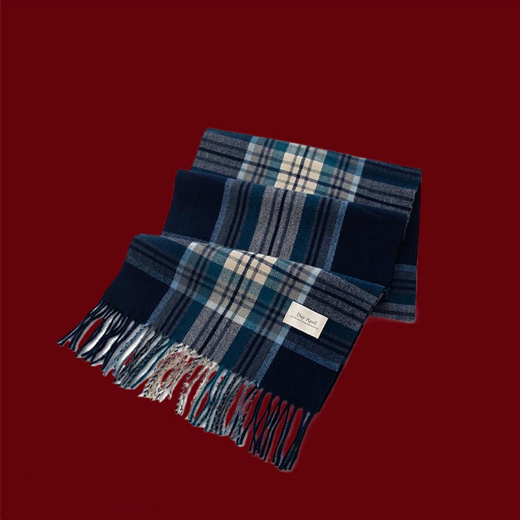 Cashmere Feel Autumn Winter New Year Plaid Scarf Korean Style Women's Faux Cashmere Ankle Red Neck Wrap Shawl Bib