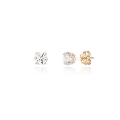 Round Cubic 4mm 14K Gold Earrings Lpfl1A04G