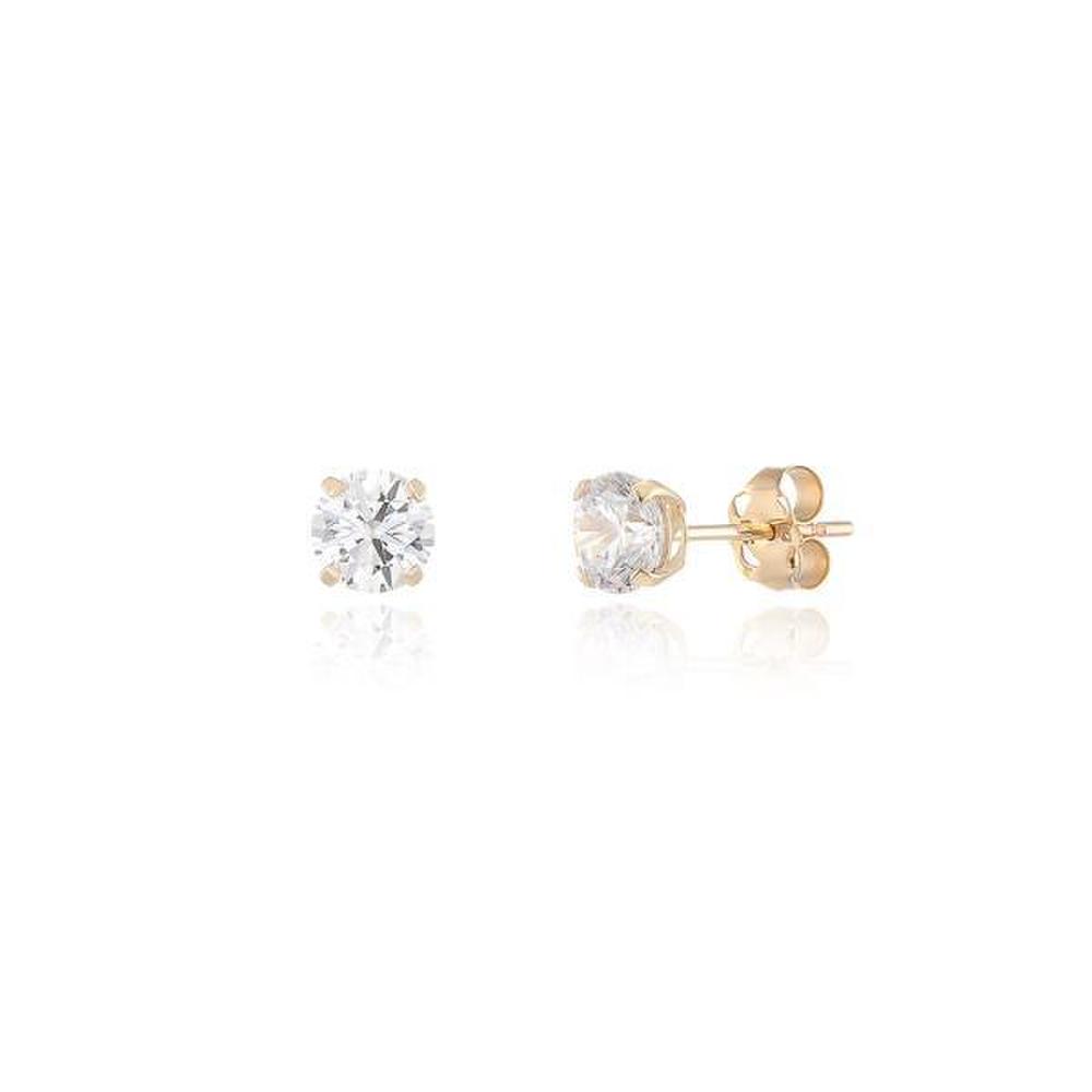 Lloyd Round Cubic 4mm 14K Gold Earrings Lpfl1A04G