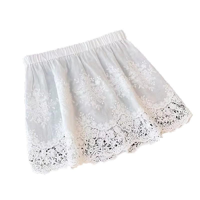 Fashionable Layered Hip Cover Curtain Summer Jeans Base Skirt for Women Lace Lace A-line Yoga Half-body Skirt