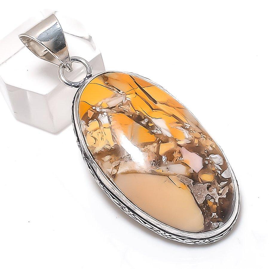 Natural Brecciated Mookaite 925 Sterling Silver Jewelry Pendant 2.17" O4P21