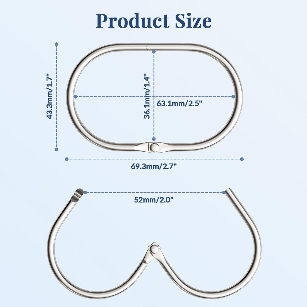 12 Pcs Glide Smoothly Oval Shower Hooks Rust Proof Shower Curtain Rod Hangers Shower