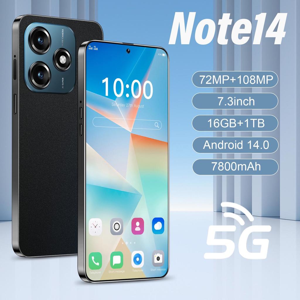 New Note14 7.3" Large Screen 16GB+1TB Smart Mobile Phone