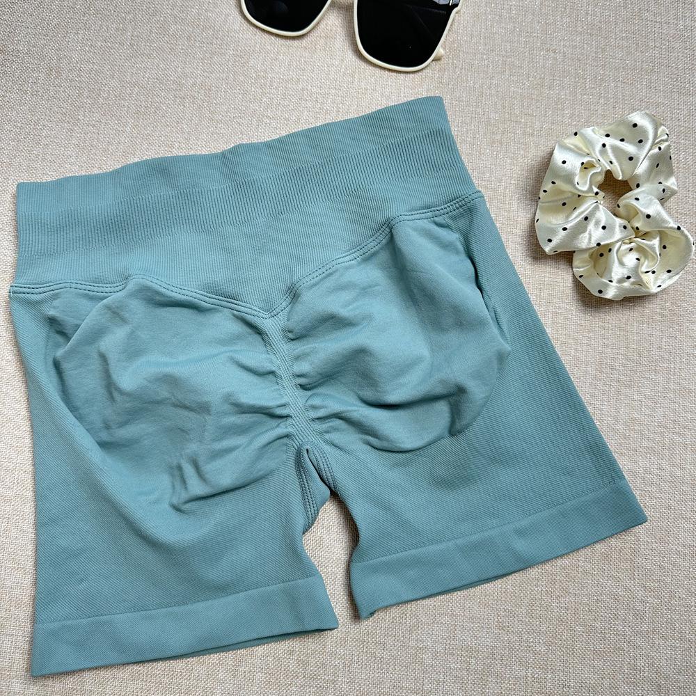 DFYNE Candy Color Raffung Nahtlose Yoga-Shorts - Dreiteiliger Bund, Enge Passform