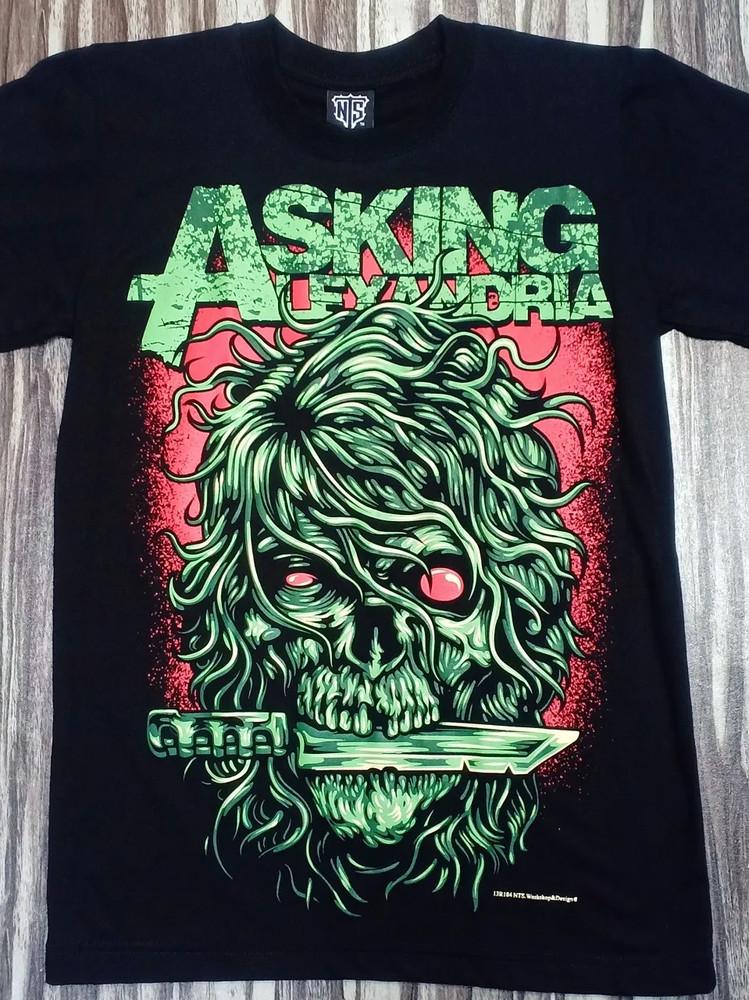 Vtg ASKING ALEXANDRIA Band KNIFE HEAD Cotton Black All Size Unisex Shirt L