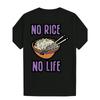Herren Sommer Rundhals Baumwolle Muster T-Shirt Kein Reis Kein Leben Design Schwarz Leicht Maschinenwaschbar